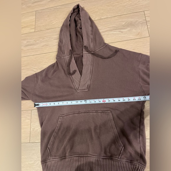 Aerie Down to Earth oversized Henley sweatshirt hoodie brown size medium - Picture 8 of 10
